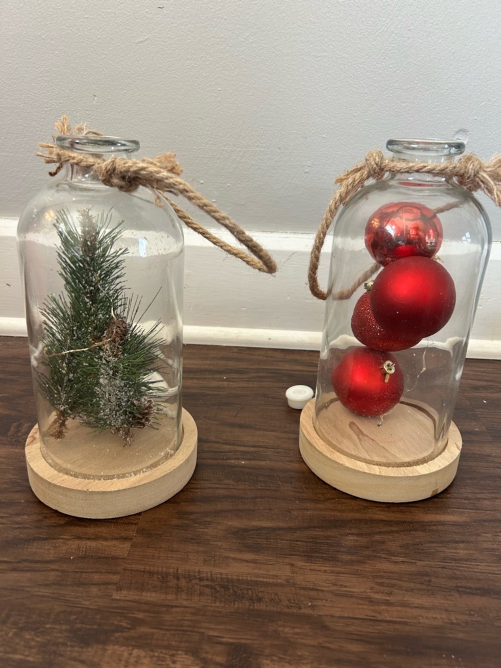 Holiday Glass Dome Ornament with Red Baubles